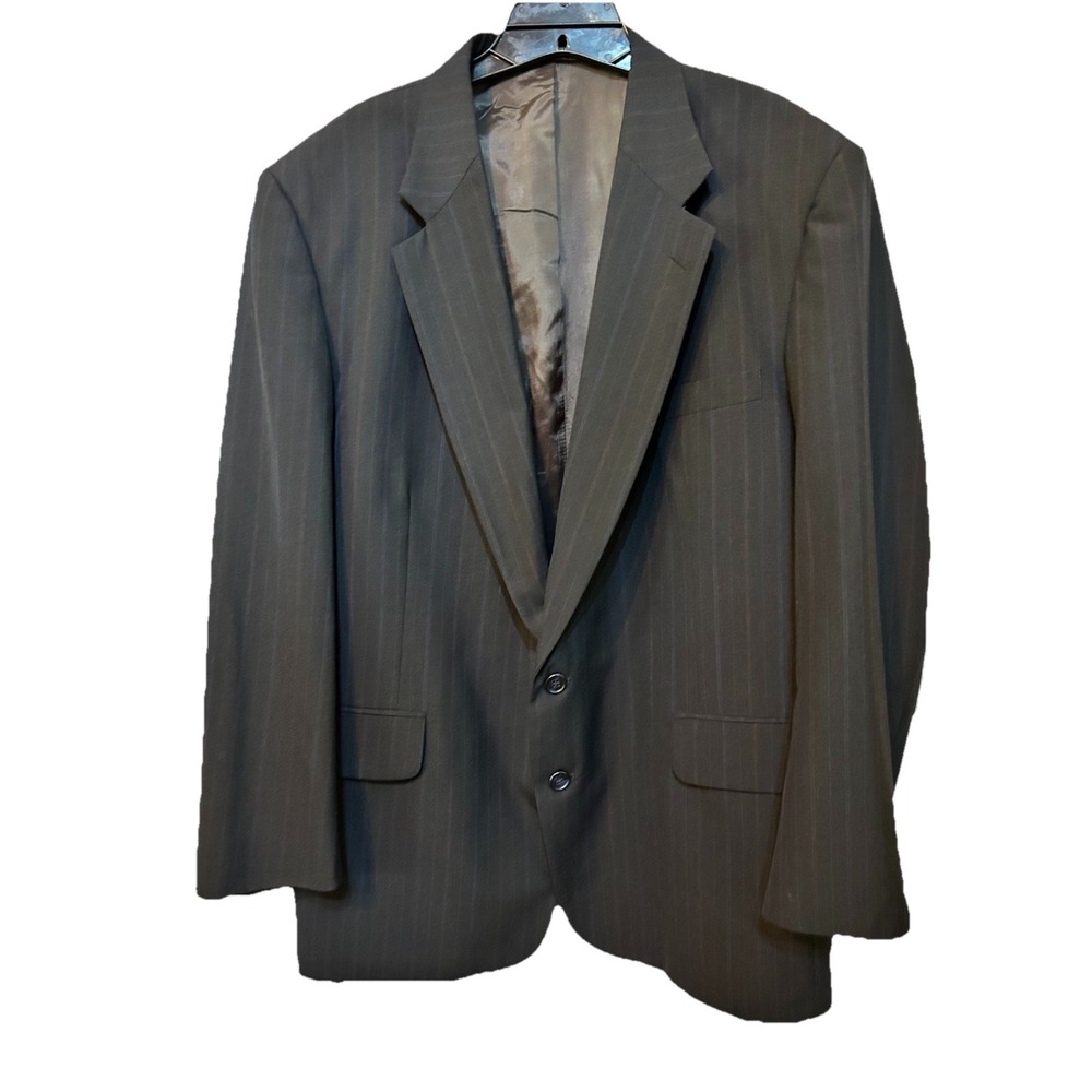 Towncraft Men's Size 46R Navy Pinstriped Coat Blazer Suit Jacket Wool Blend EUC